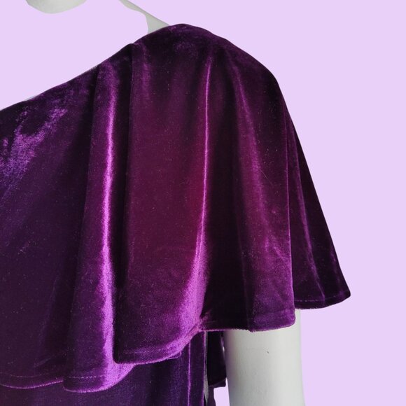 Unique Vintage Whimsy Goth Velvet V Neck Flutter Sleeve Overlay Bodice Dress 1X - Picture 7 of 15